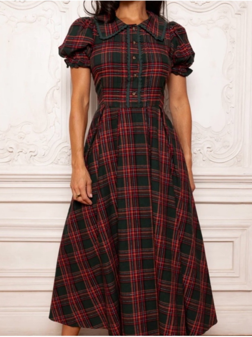 Ivy City Co Sophia Dress in Evergreen Plaid- Size 20W - Picture 2 of 15